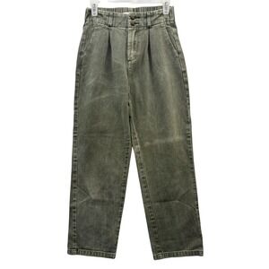 Oraije Paris Jean Doriane Sage Denim High Waist Pleated Straight Leg‎ Pants S/M